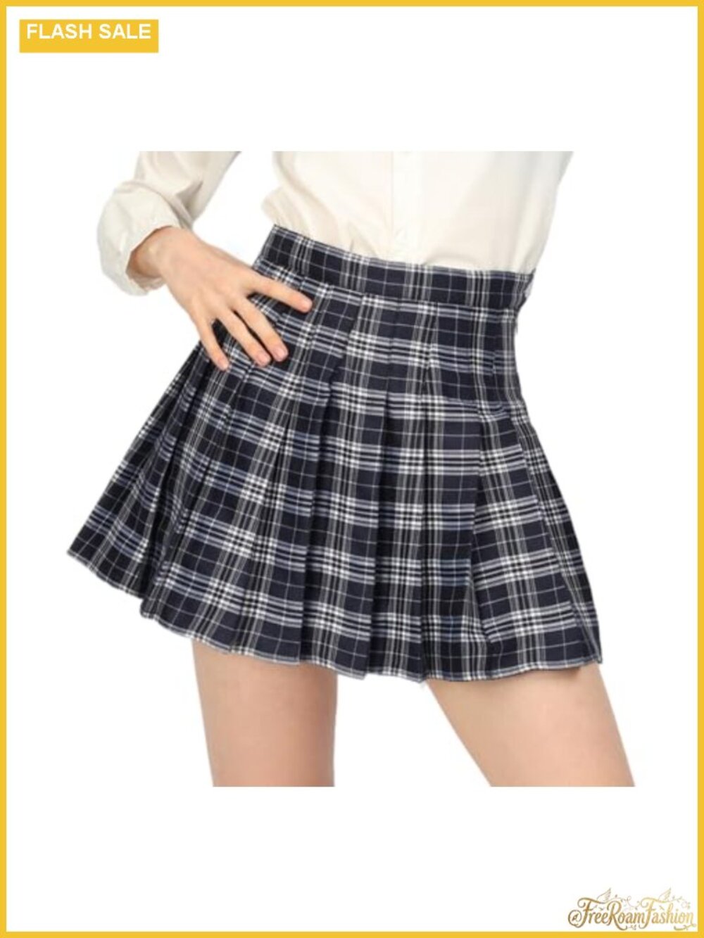High Waist Pleated Plaid Skater Skirt with Shorts